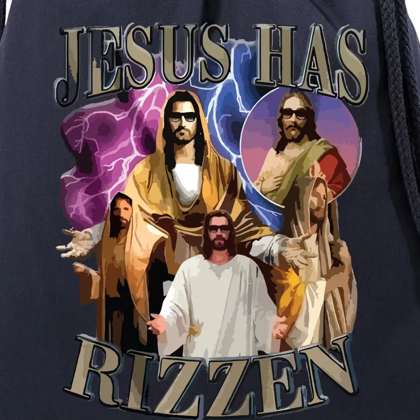 Jesus Has Rizzen He Is Rizzen Jesus Rizz Drawstring Bag