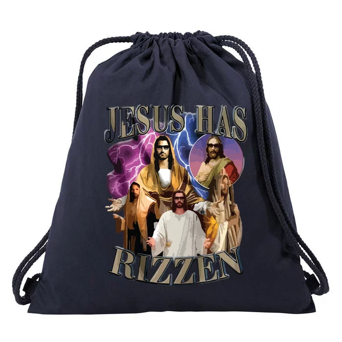 Jesus Has Rizzen He Is Rizzen Jesus Rizz Drawstring Bag