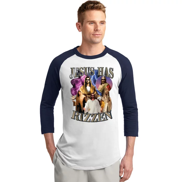 Jesus Has Rizzen He Is Rizzen Jesus Rizz Baseball Sleeve Shirt