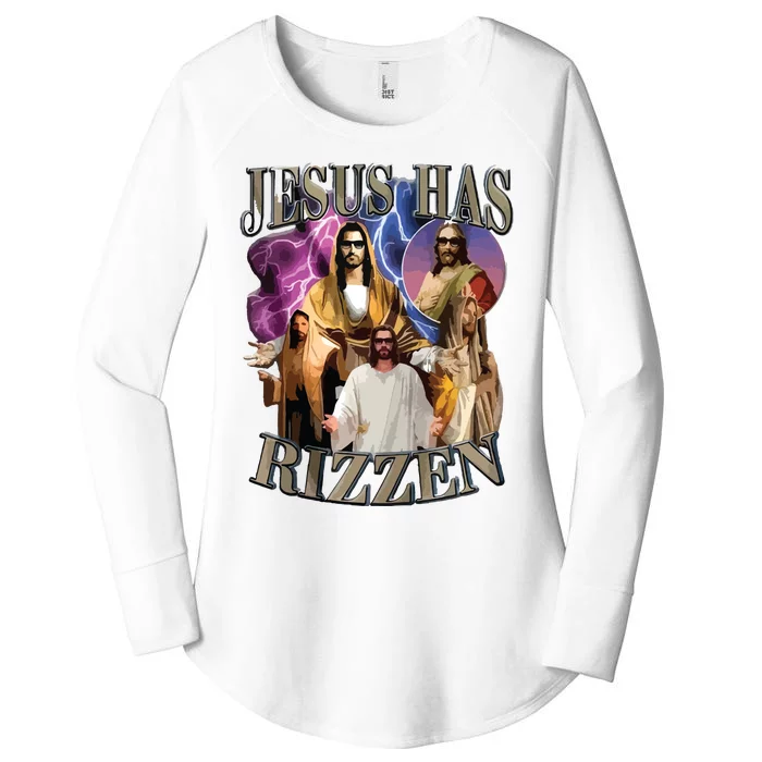 Jesus Has Rizzen He Is Rizzen Jesus Rizz Women's Perfect Tri Tunic Long Sleeve Shirt