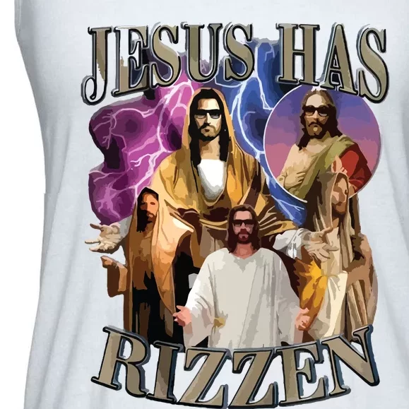 Jesus Has Rizzen He Is Rizzen Jesus Rizz Ladies Essential Flowy Tank