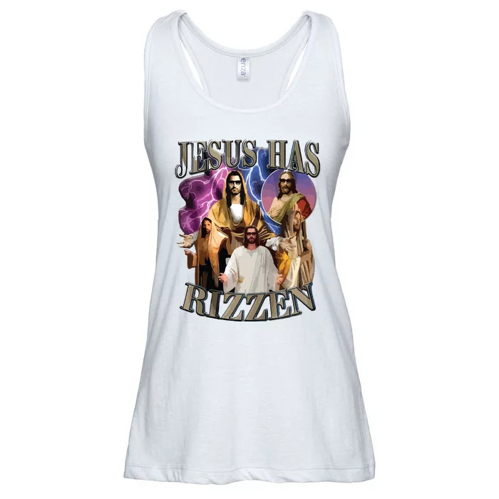 Jesus Has Rizzen He Is Rizzen Jesus Rizz Ladies Essential Flowy Tank