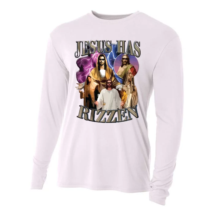 Jesus Has Rizzen He Is Rizzen Jesus Rizz Cooling Performance Long Sleeve Crew