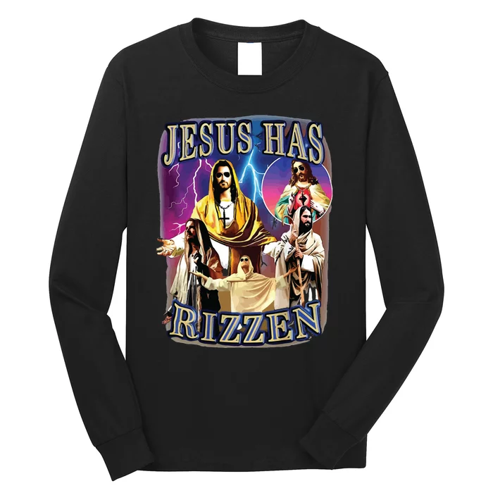 Jesus Has Rizzen He Is Rizzen Jesus Rizz Long Sleeve Shirt