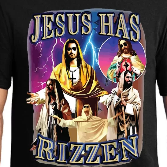 Jesus Has Rizzen He Is Rizzen Jesus Rizz Pajama Set