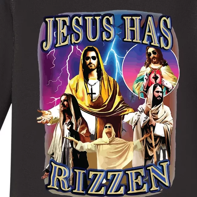 Jesus Has Rizzen He Is Rizzen Jesus Rizz Baby Long Sleeve Bodysuit