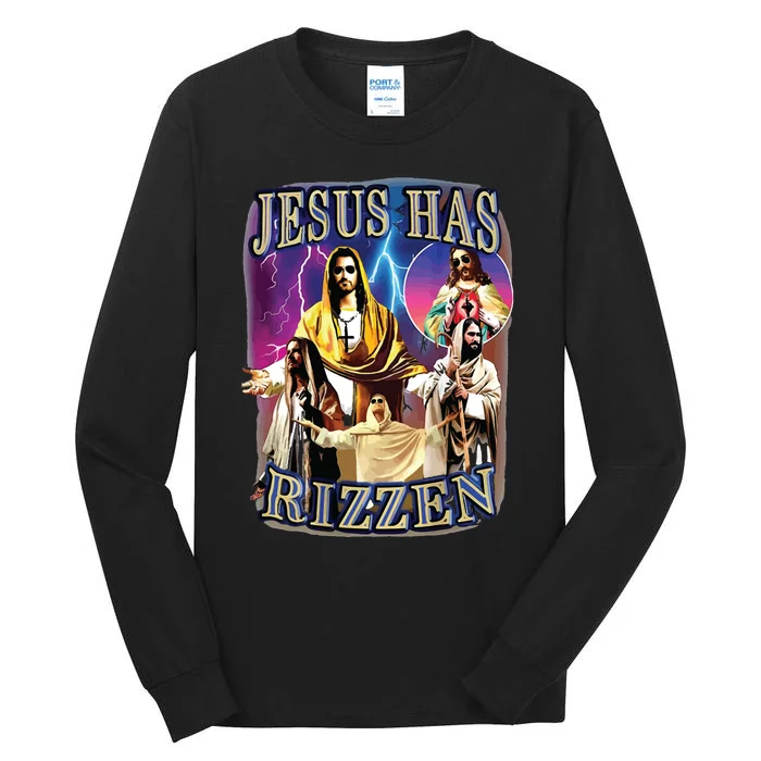 Jesus Has Rizzen He Is Rizzen Jesus Rizz Tall Long Sleeve T-Shirt