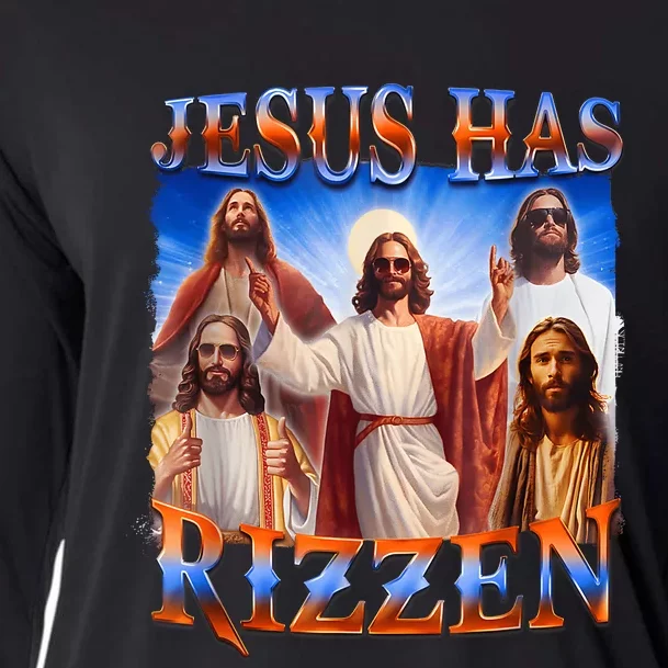 Jesus Has Rizzen Funny Christian Quote For Religion Lovers Cooling Performance Long Sleeve Crew