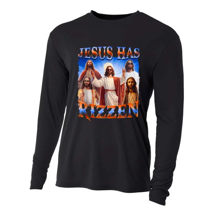 Jesus Has Rizzen Funny Christian Quote For Religion Lovers Cooling Performance Long Sleeve Crew