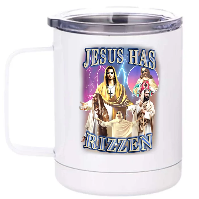 Jesus Has Rizzen Front & Back 12oz Stainless Steel Tumbler Cup