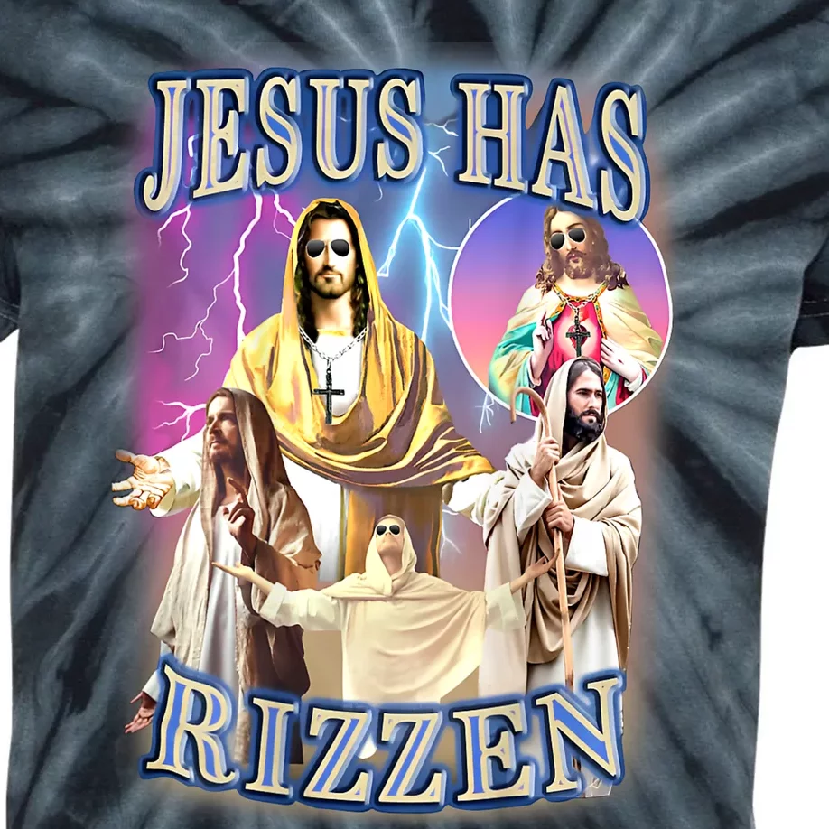 Jesus Has Rizzen Kids Tie-Dye T-Shirt