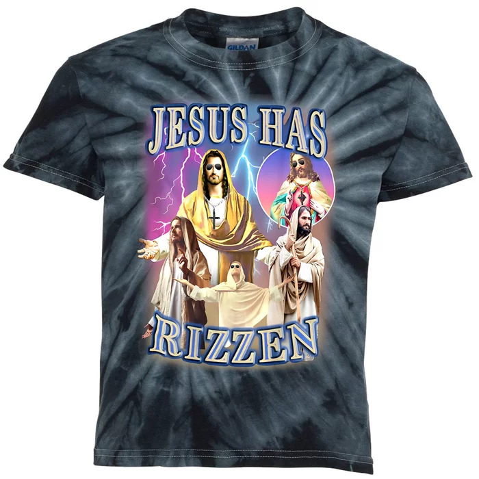 Jesus Has Rizzen Kids Tie-Dye T-Shirt