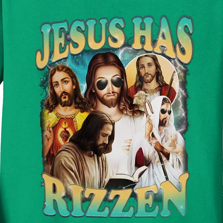 Jesus Has Rizzen Kids Long Sleeve Shirt