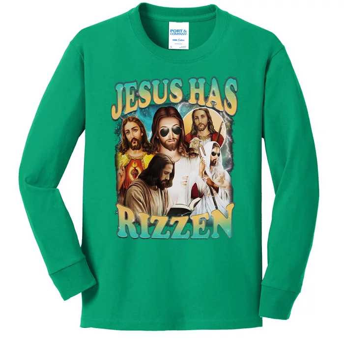 Jesus Has Rizzen Kids Long Sleeve Shirt