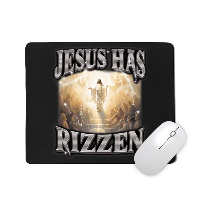 Jesus Has Rizzen Vintage Christian Design Jesus Mousepad