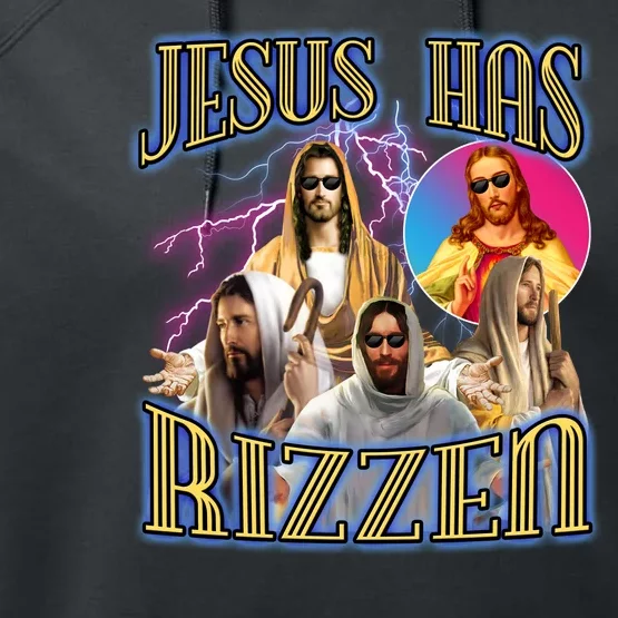 Jesus Has Rizzen Christian Faith Performance Fleece Hoodie