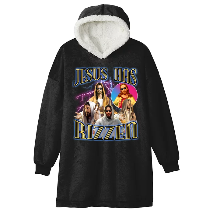 Jesus Has Rizzen Christian Faith Hooded Wearable Blanket