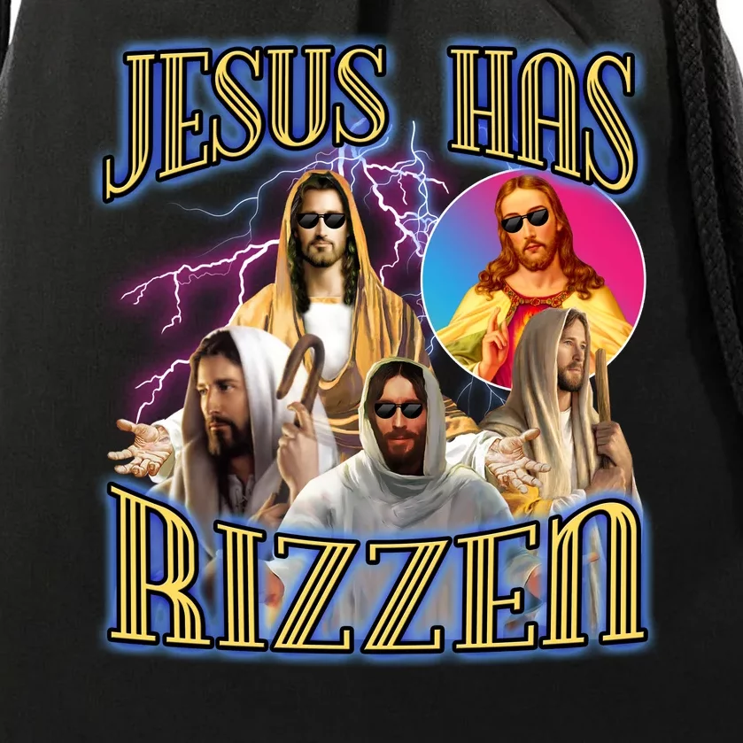 Jesus Has Rizzen Christian Faith Drawstring Bag