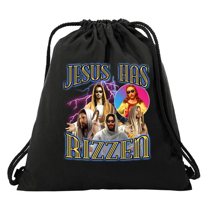 Jesus Has Rizzen Christian Faith Drawstring Bag