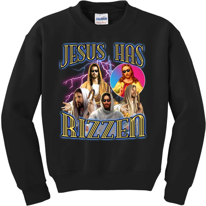 Jesus Has Rizzen Christian Faith Kids Sweatshirt