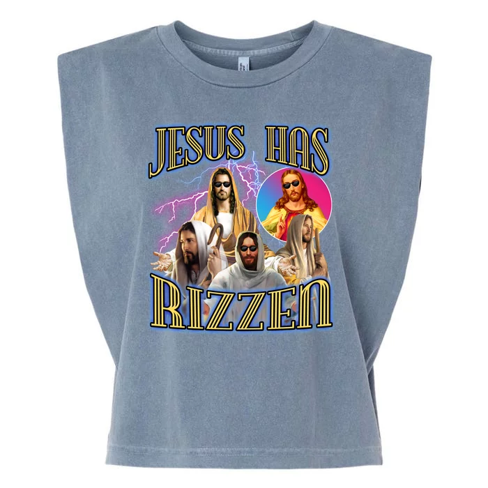 Jesus Has Rizzen Christian Faith Garment-Dyed Women's Muscle Tee