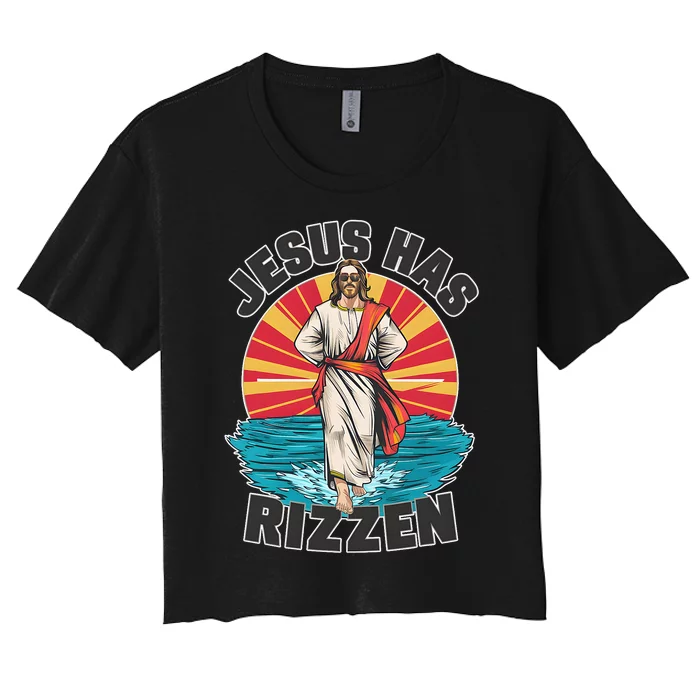 Jesus Has Rizzen Wear Design Funny Easter Sunday Women's Crop Top Tee