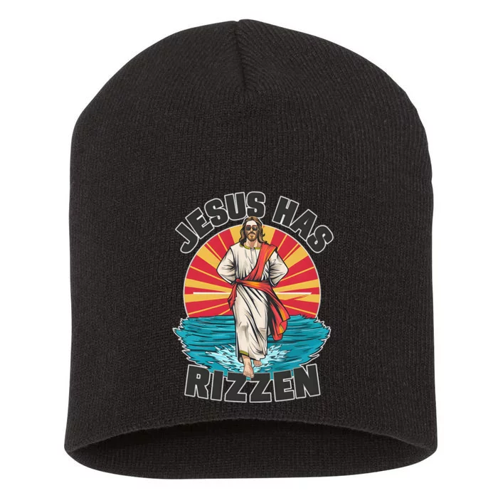 Jesus Has Rizzen Wear Design Funny Easter Sunday Short Acrylic Beanie