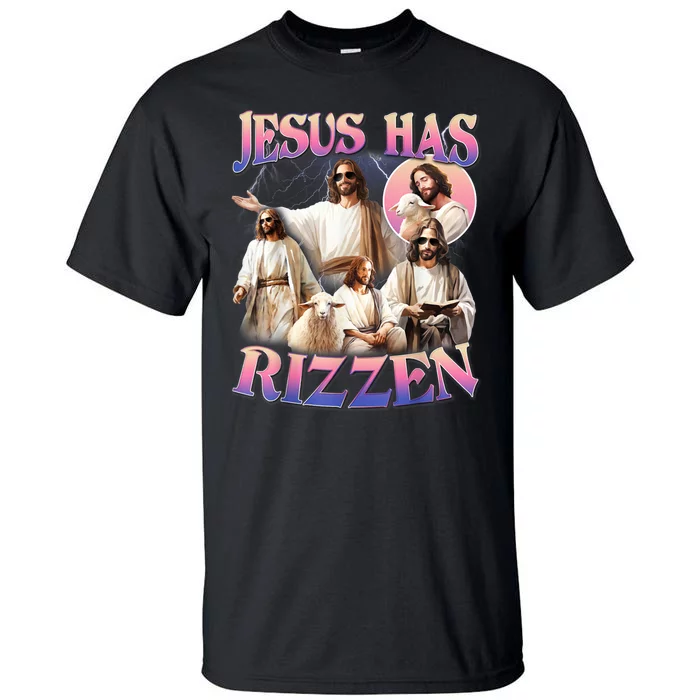 Jesus Has Rizzen Vintage Christian Gift Jesus Tall T-Shirt