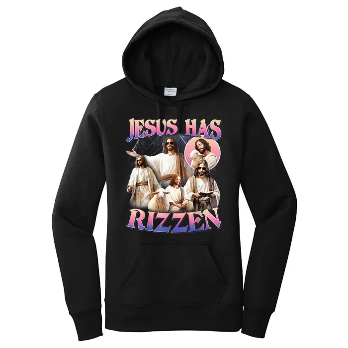 Jesus Has Rizzen Vintage Christian Gift Jesus Women's Pullover Hoodie