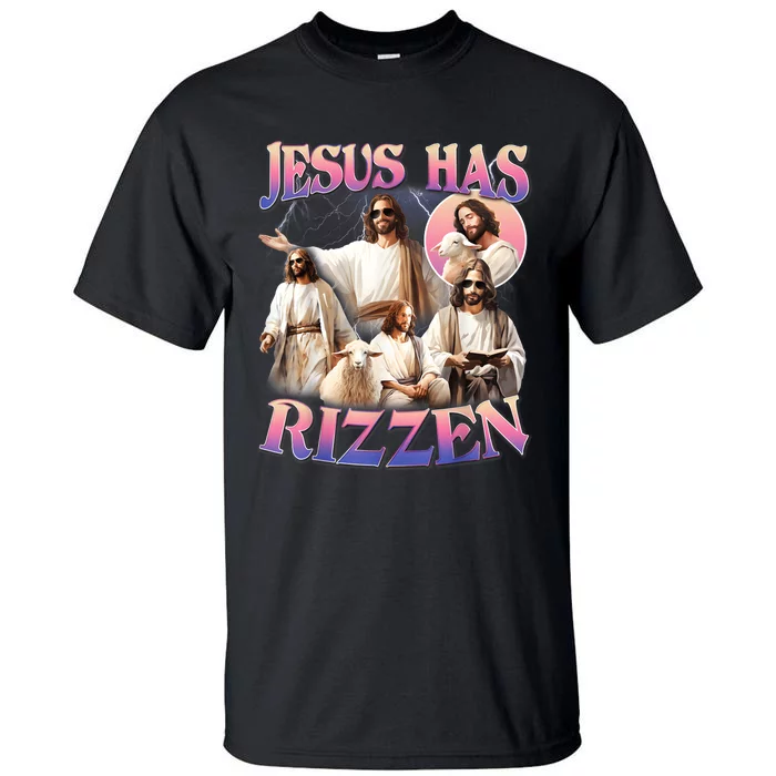 Jesus Has Rizzen Vintage Christian Design Jesus Tall T-Shirt