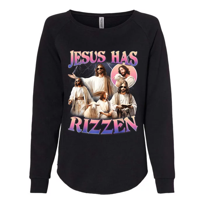 Jesus Has Rizzen Vintage Christian Design Jesus Womens California Wash Sweatshirt