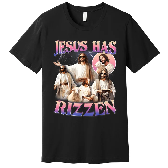 Jesus Has Rizzen Vintage Christian Design Jesus Premium T-Shirt