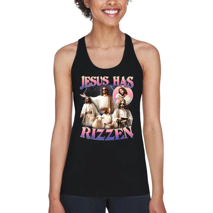 Jesus Has Rizzen Vintage Christian Design Jesus Women's Racerback Tank