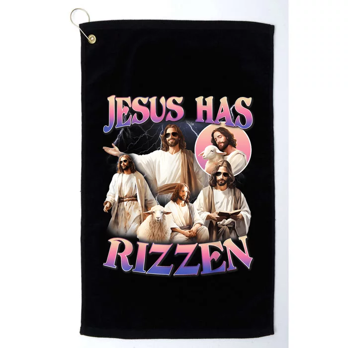 Jesus Has Rizzen Vintage Christian Design Jesus Platinum Collection Golf Towel