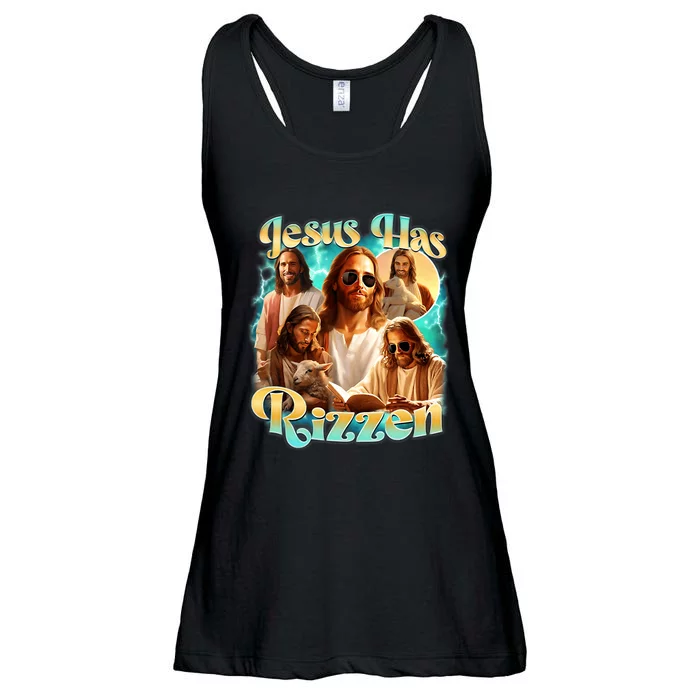 Jesus Has Rizzen He Is Rizzin Retro Christian Religious Ladies Essential Flowy Tank