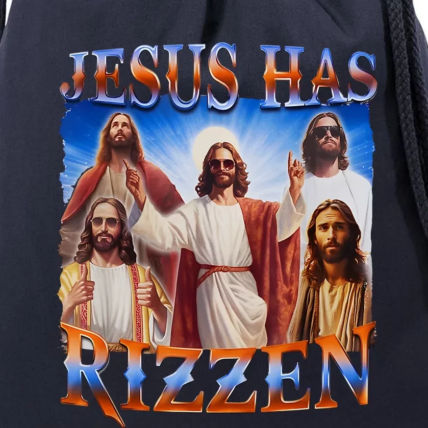 Jesus Has Rizzen He Is Rizzen Drawstring Bag