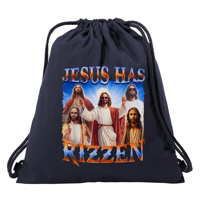 Jesus Has Rizzen He Is Rizzen Drawstring Bag