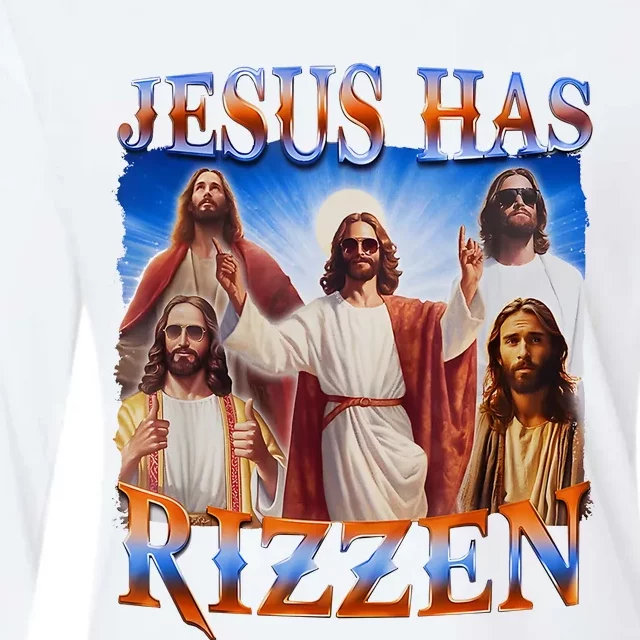 Jesus Has Rizzen He Is Rizzen Womens Cotton Relaxed Long Sleeve T-Shirt