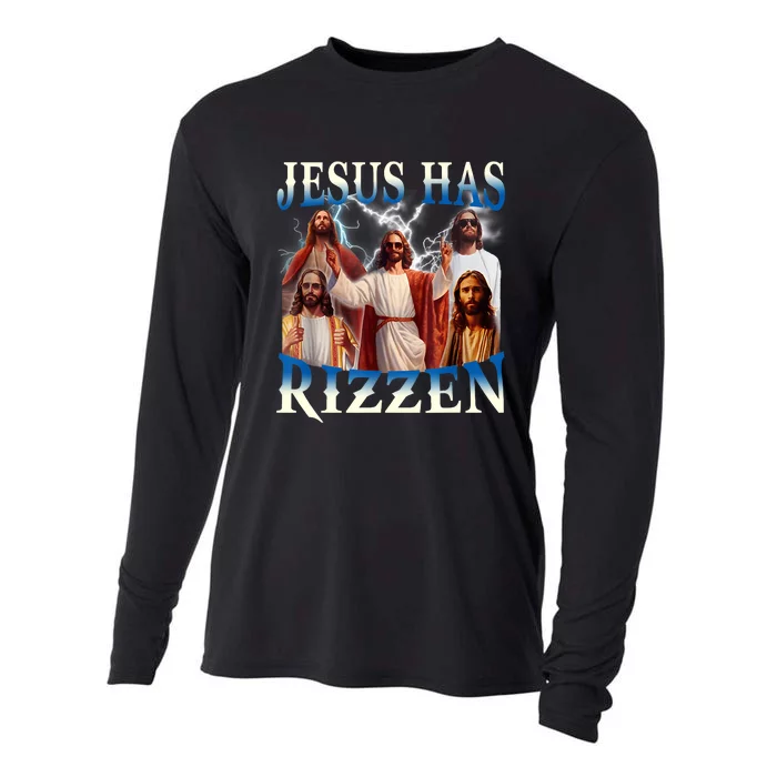 Jesus Has Rizzen Vintage Christian Design Jesus Cooling Performance Long Sleeve Crew