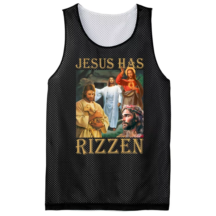 Jesus Has Rizzen Jesus Cool Funny Mesh Reversible Basketball Jersey Tank