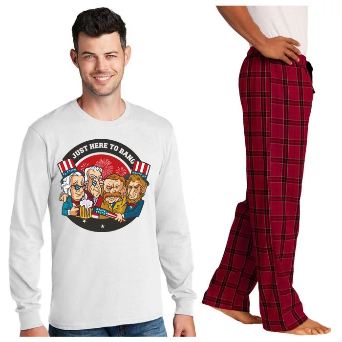 Just Here To Bang President Funny USA Long Sleeve Pajama Set