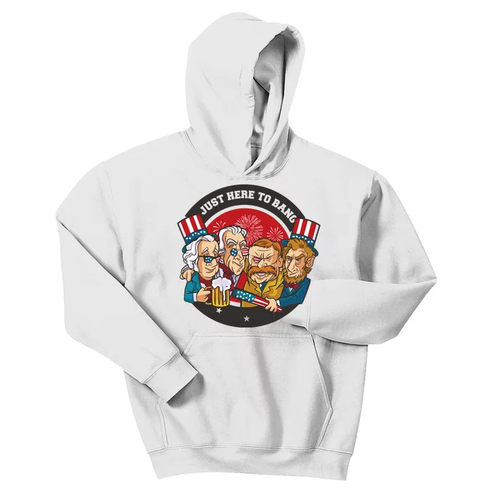 Just Here To Bang President Funny USA Kids Hoodie