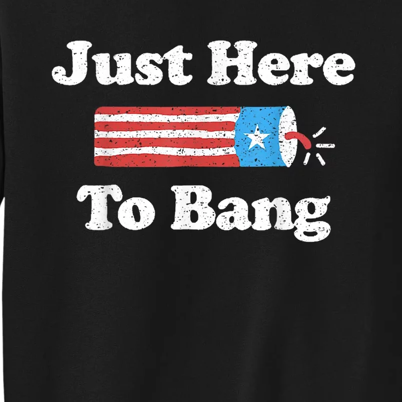 Just Here To Bang Funny 4th July American Flag Tall Sweatshirt