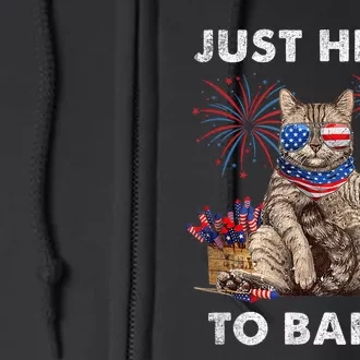 Just Here To Bang USA Flag Funny Beer 4th Of July Cat Lover Full Zip Hoodie