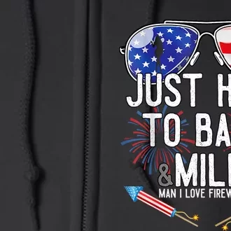 Just Here To Bang 4th July American Flag Funny Milfs Full Zip Hoodie