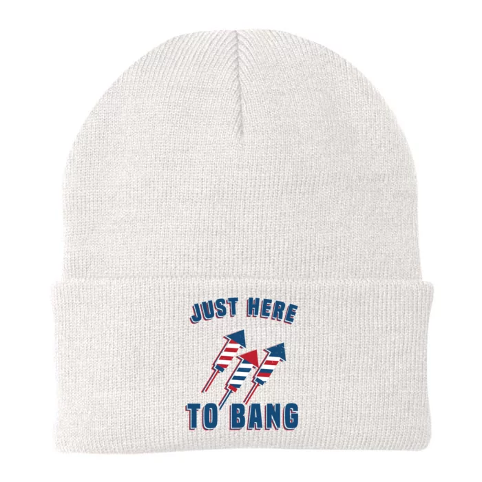 Just Here To Bang Funny 4th Of July Knit Cap Winter Beanie