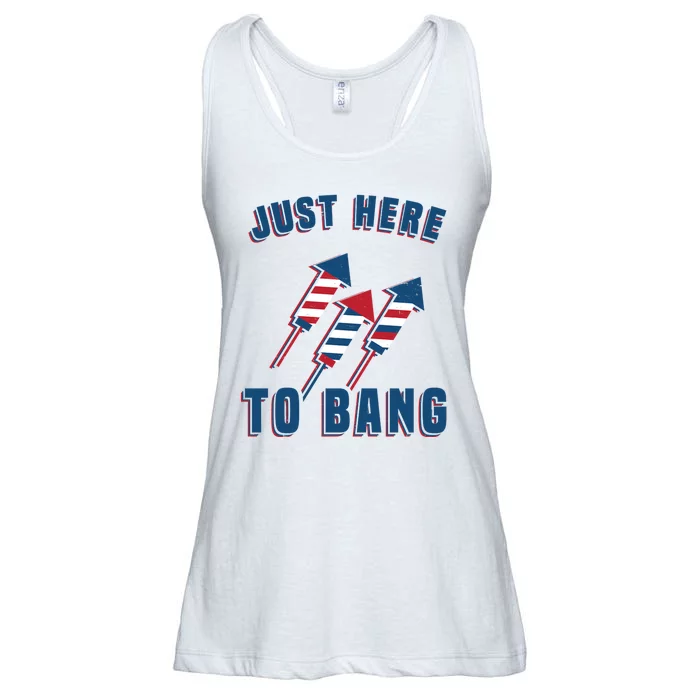 Just Here To Bang Funny 4th Of July Ladies Essential Flowy Tank