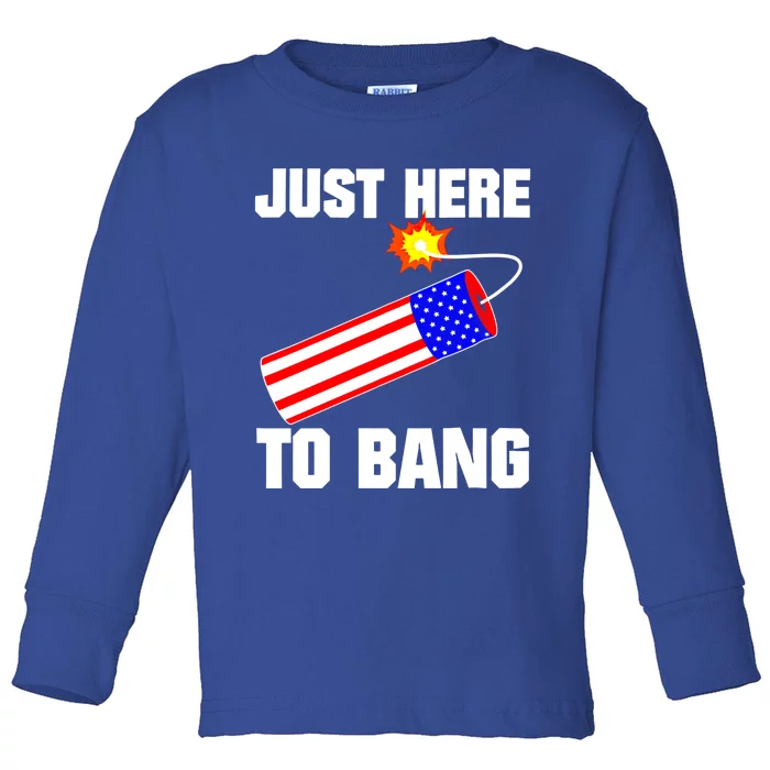 Just Here To Bang Gunpowder Flag Us Gift Toddler Long Sleeve Shirt