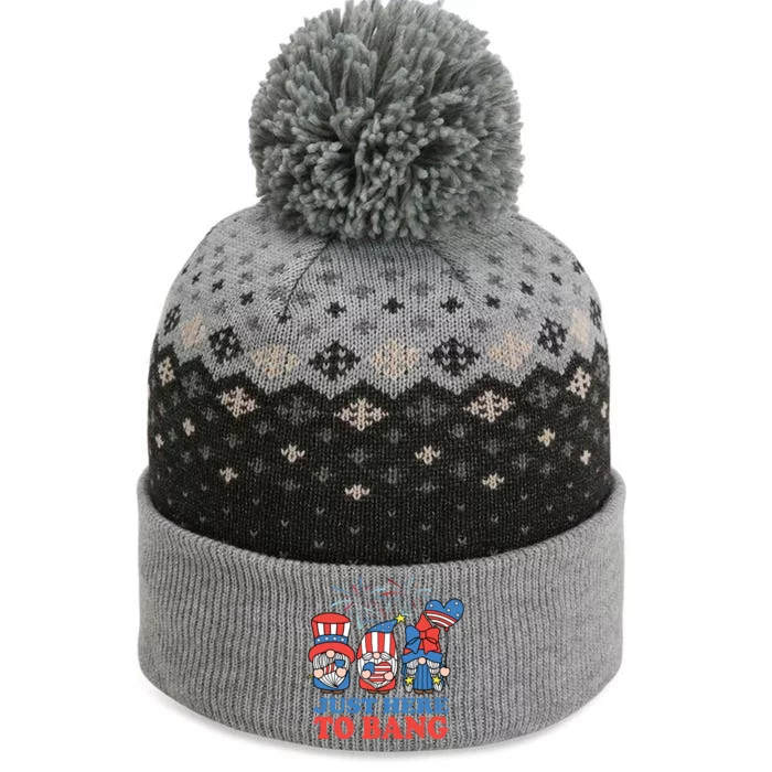 Just Here To Bang Gnome 4th Of July The Baniff Cuffed Pom Beanie