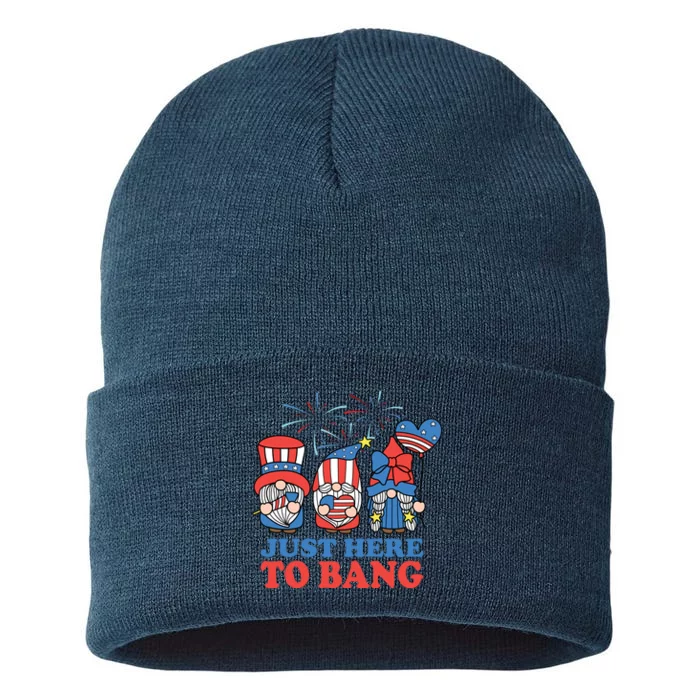 Just Here To Bang Gnome 4th Of July Sustainable Knit Beanie